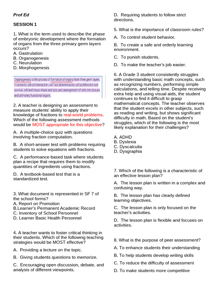 Prof Ed | PDF | Educational Assessment | Learning