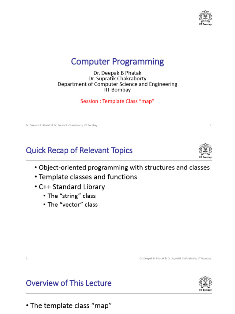 CS101x S452 Template Class Map IIT Bombay | PDF | C++ | Namespace