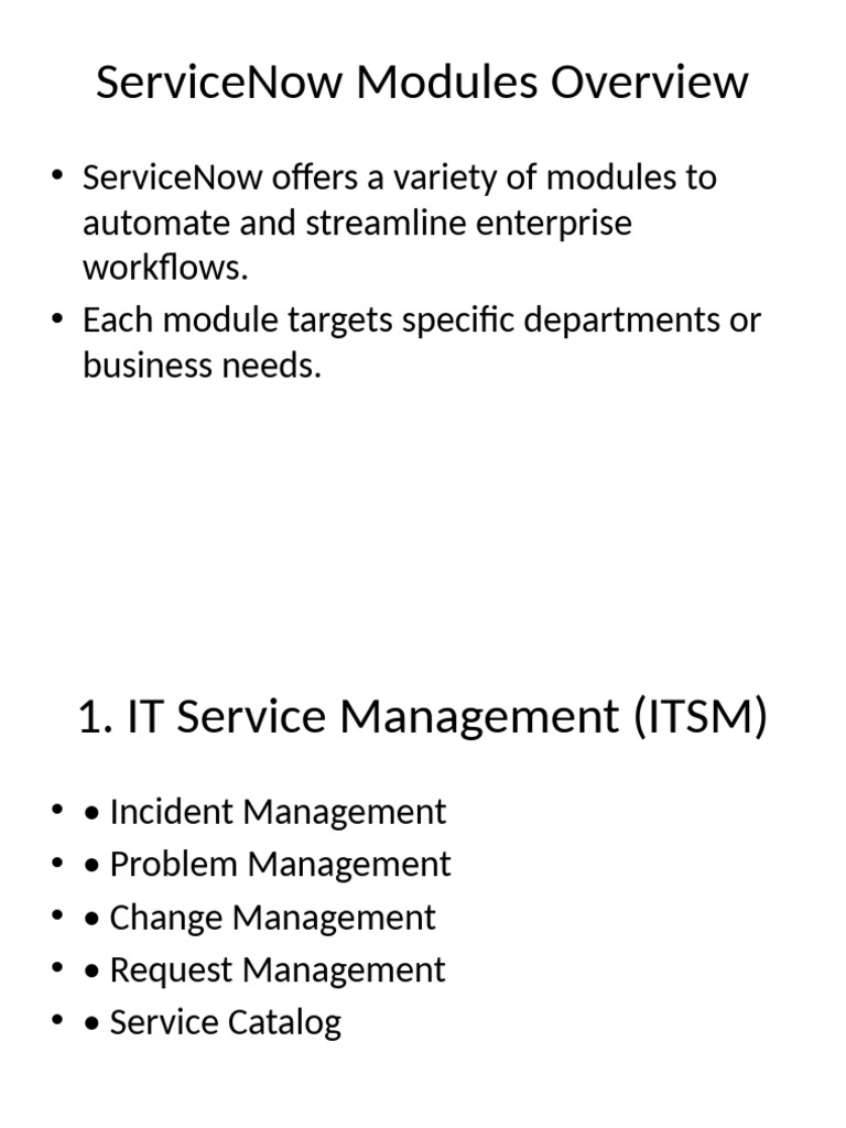 ServiceNow Modules Presentation | PDF