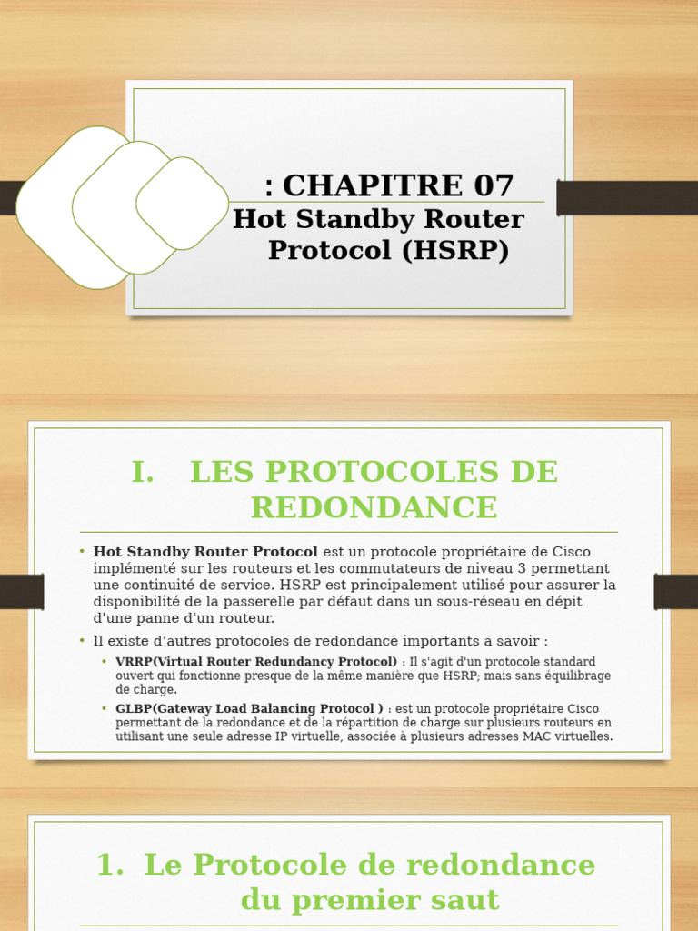 Protocole HSRP : Redondance et Fonctionnalités | PDF | Réseau ...