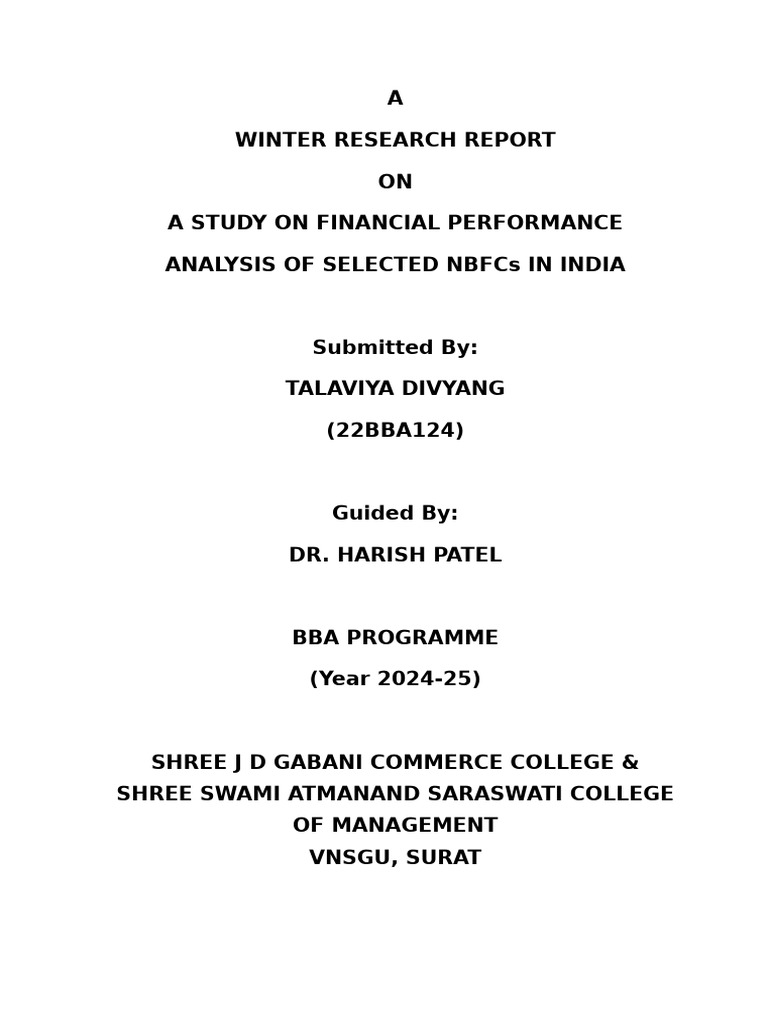 Financial Performance of NBFCs in India | PDF | Financial Ratio | Debt