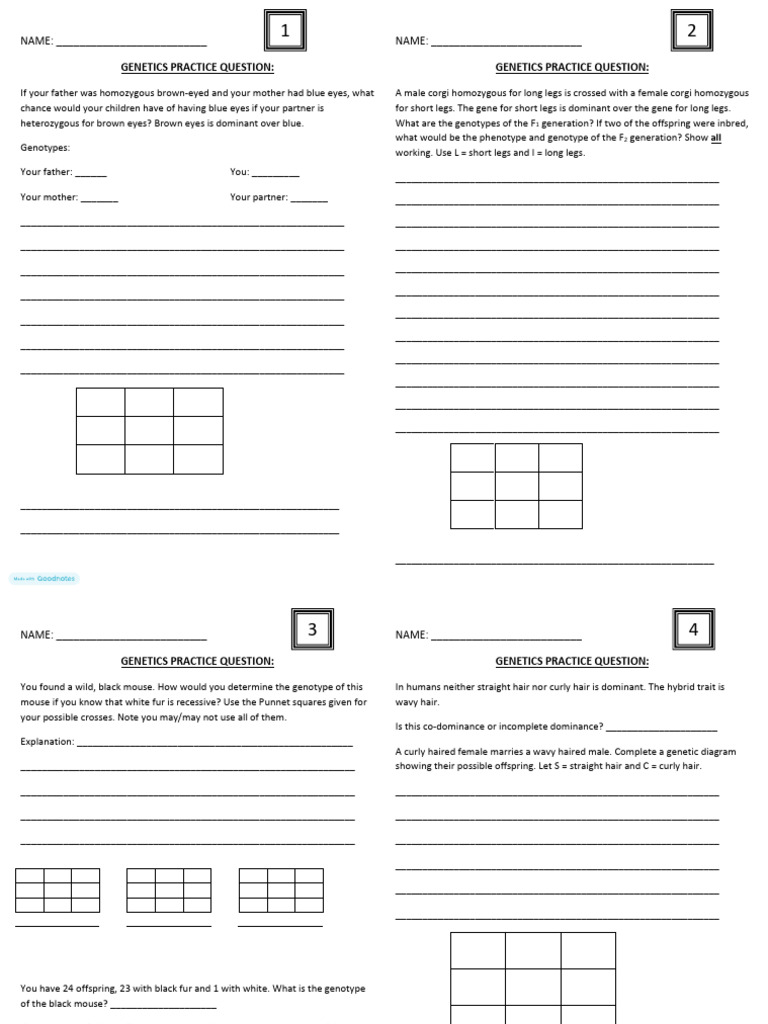 Genetics Practice Questions for Students | PDF | Dominance (Genetics ...