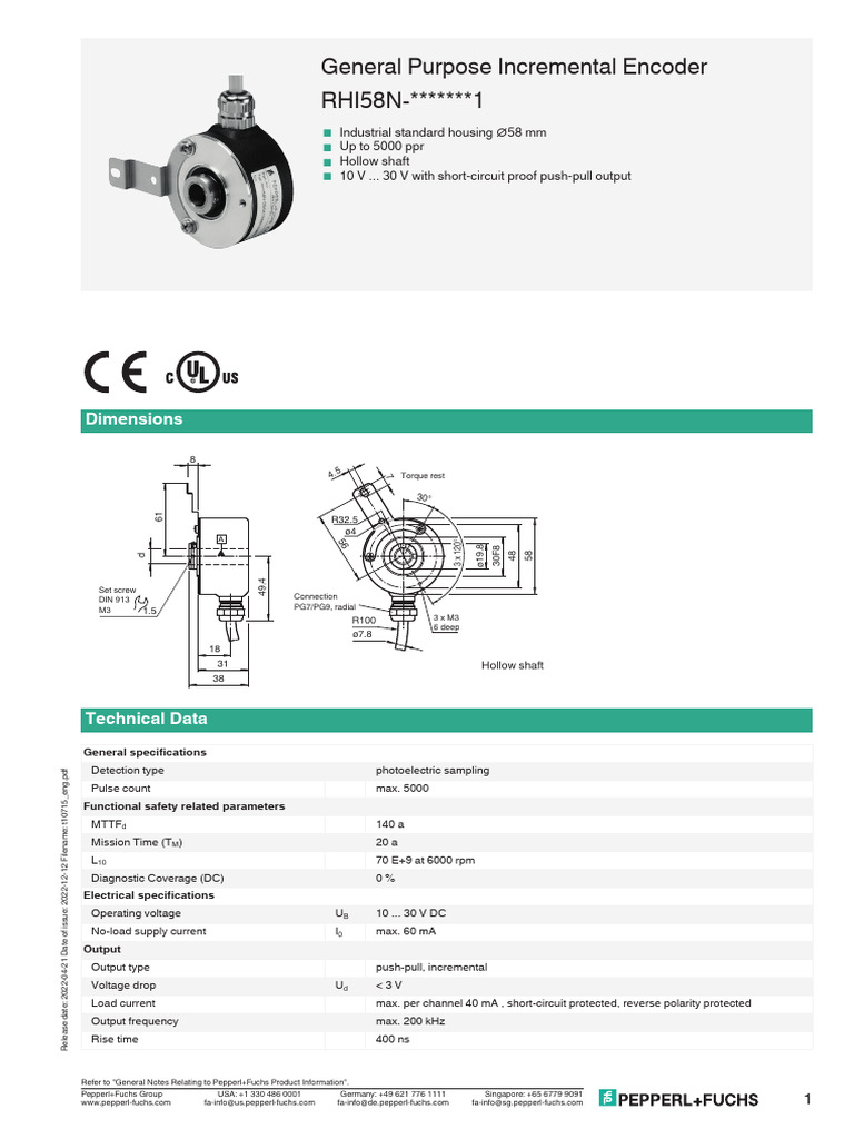 General Purpose Incremental Encoder RHI58N | PDF