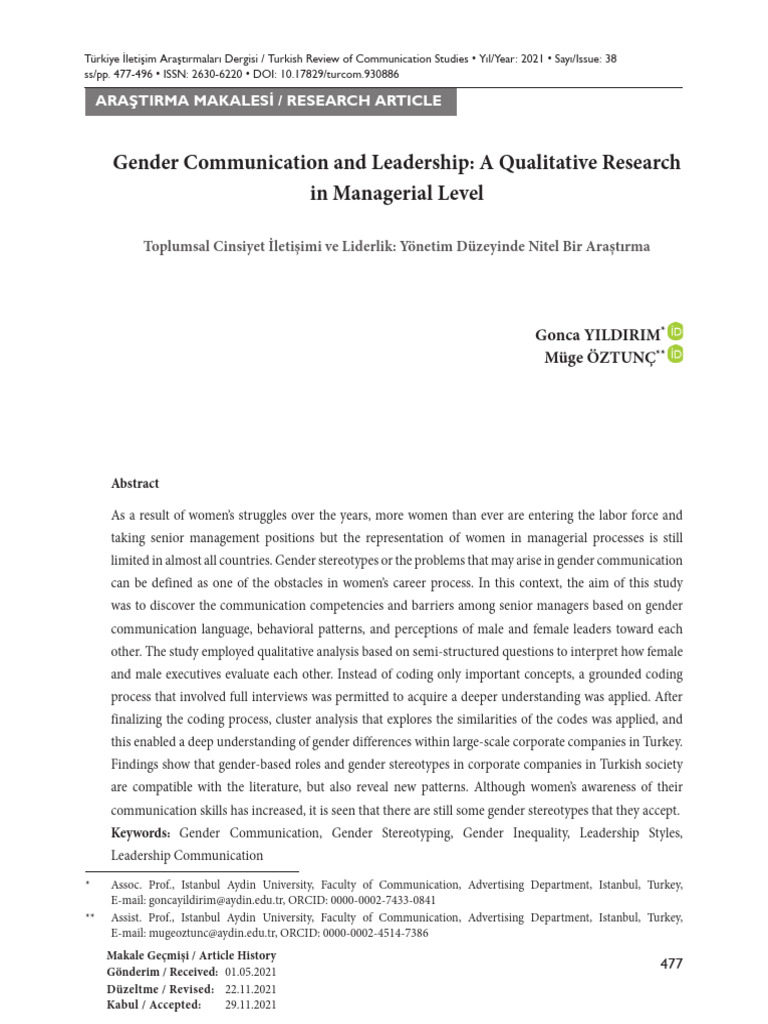 Gender Communication and Leade | PDF | Leadership | Gender Studies