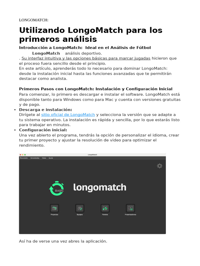 Análisis de Fútbol con LongoMatch | PDF | Software | Programa de ...