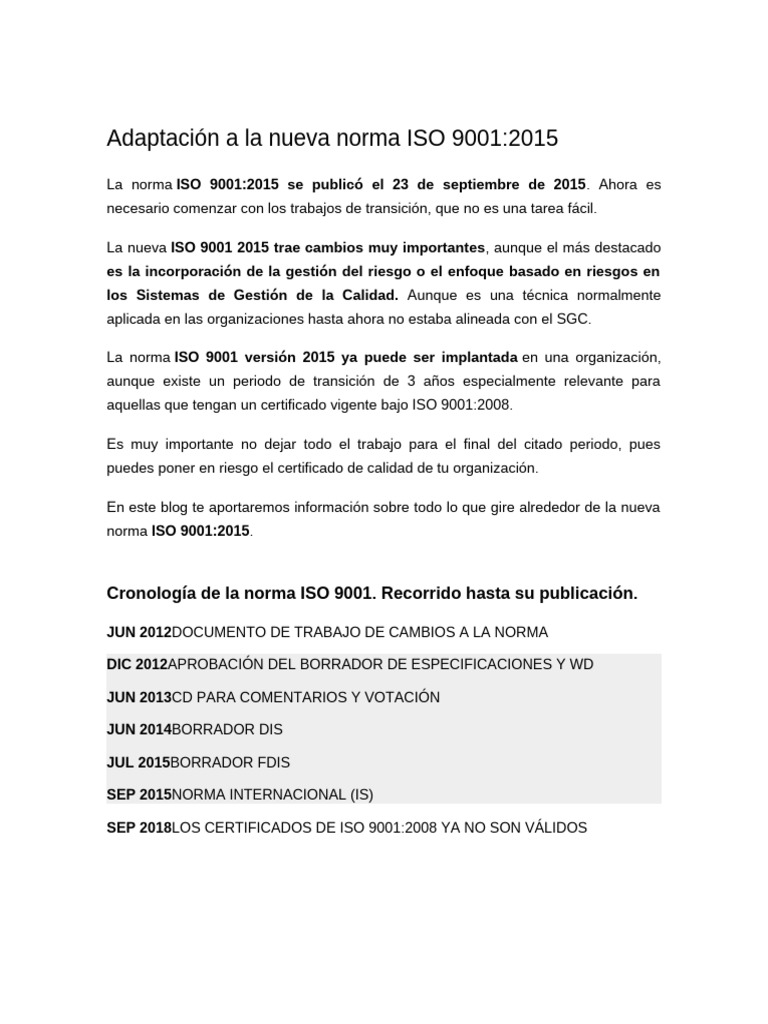 Guía sobre la norma ISO 9001:2015 | PDF | Calidad (comercial) | Gestión ...