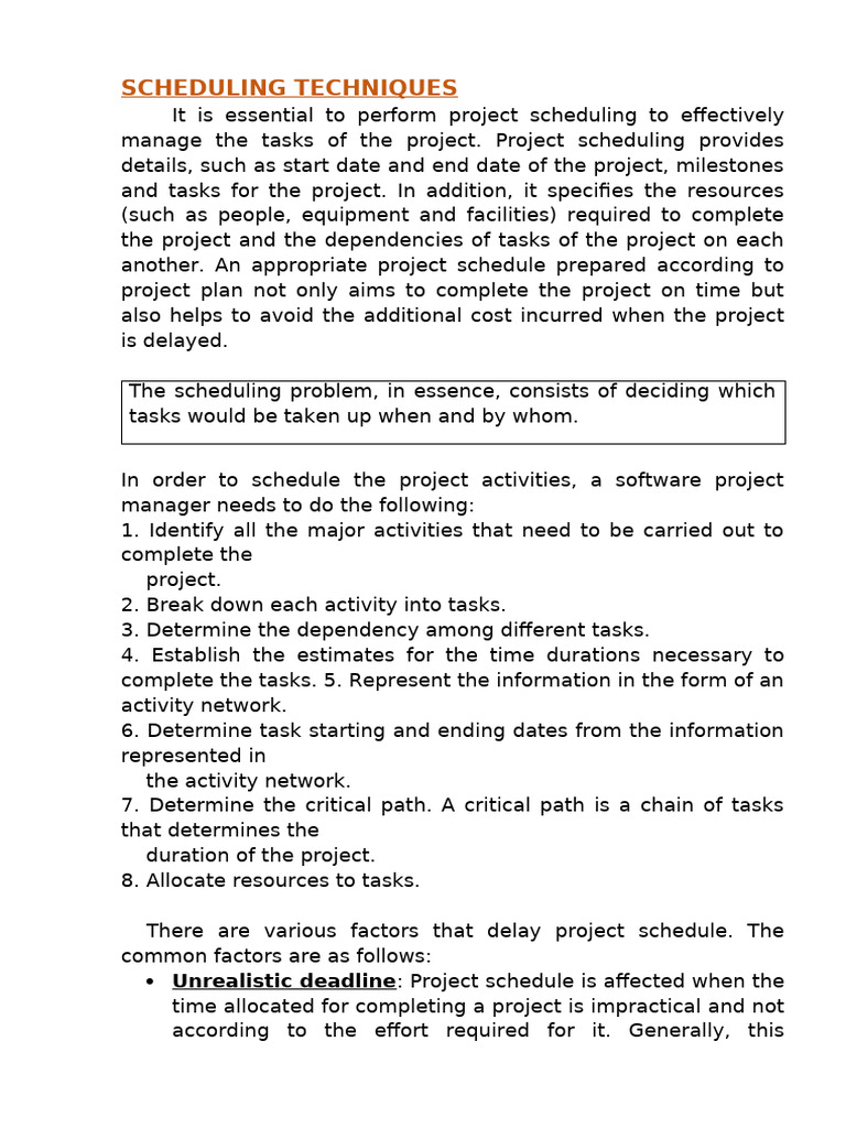 Effective Project Scheduling Techniques | PDF | Project Management ...