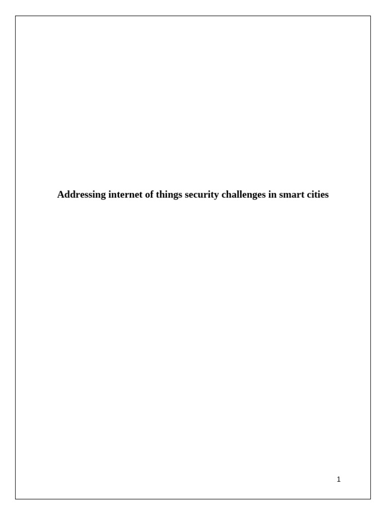 Addressing Internet of Things Security Challenges in Smart Cities | PDF ...