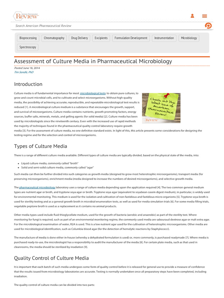 Pharmaceutical Microbiology Culture Media Guide | PDF | Growth Medium ...