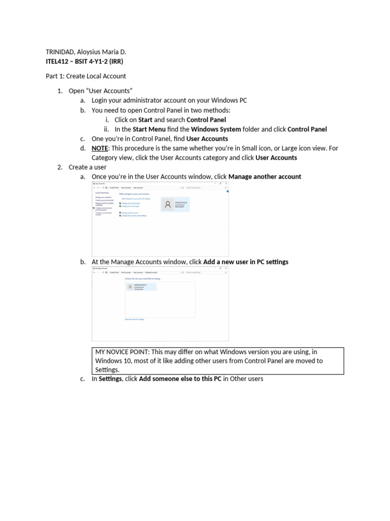 3.3.10 Lab - Create User Accounts - TRINIDAD | PDF | Login | Ibm Pc ...