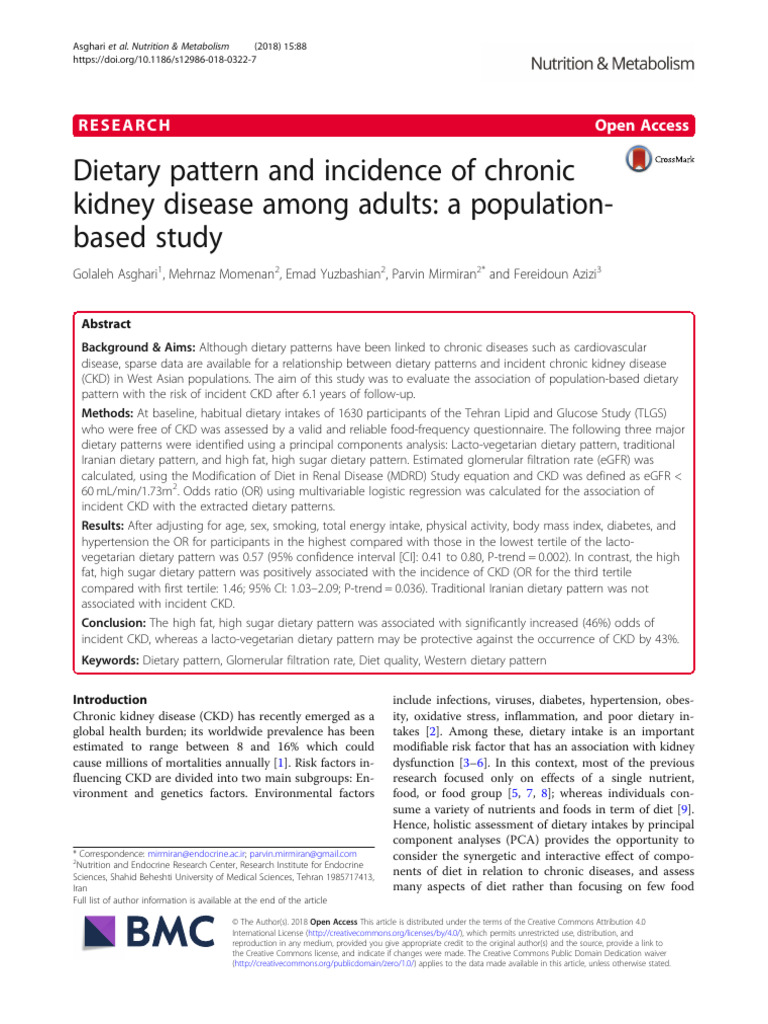 Dietary Patterns and Chronic Kidney Disease | PDF | Chronic Kidney ...