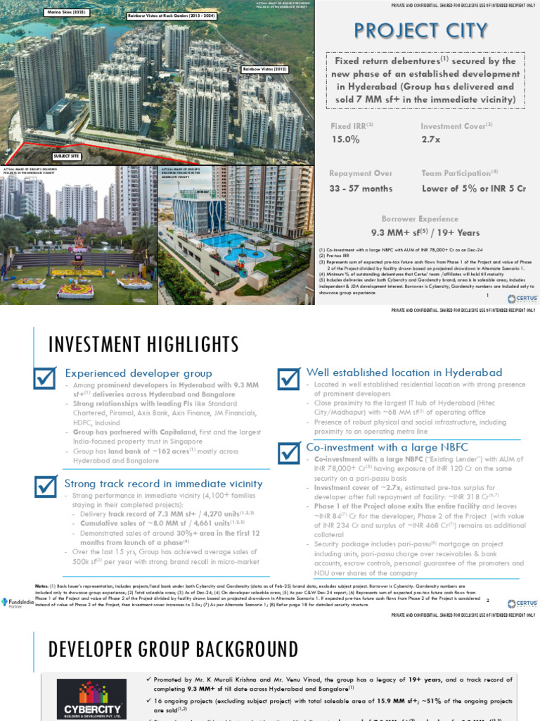 Project Cybercity Teaser - FundsIndia | PDF | Interest | Securitization
