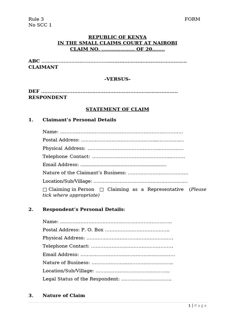 Statement of Claim Small Claims Court 9yeowx | PDF | Affidavit | Cause ...