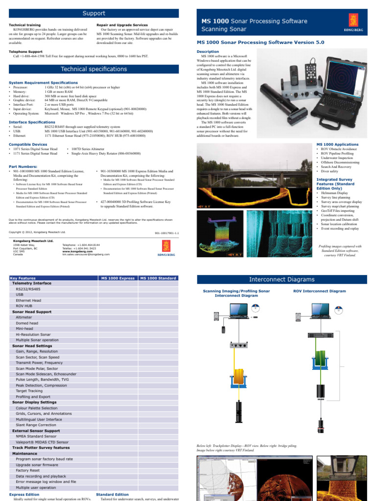 MS 1000 Sonar Processing Specs | PDF | Microsoft Windows | Usb