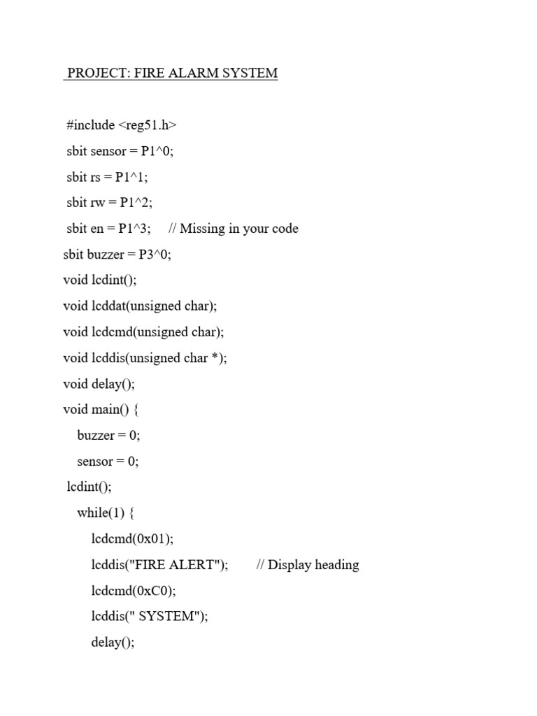 Fire Alarm System Code Example | PDF