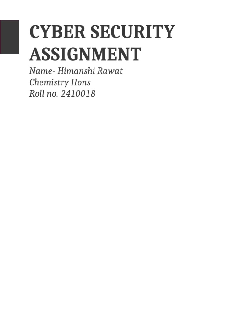 Sec Assignment Himanshi Chemistry Hons | PDF