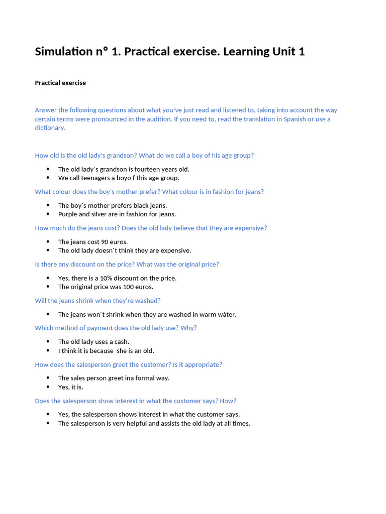 Simulation 1 Practical Exercise Learning Unit 1 Pdf