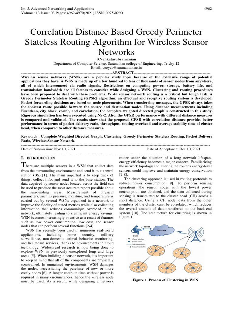 Correlation-Based GPSR for WSNs | PDF | Wireless Sensor Network | Routing