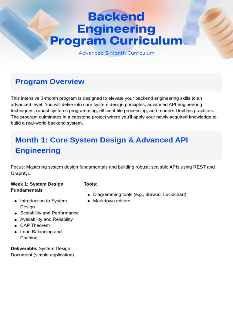 Advanced Backend Engineering Curriculum | PDF | Cloud Computing ...