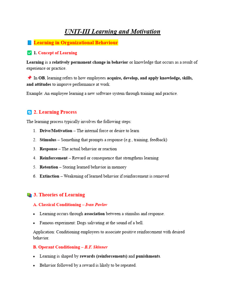 Learning and Motivation in Organizations | PDF | Learning | Motivational
