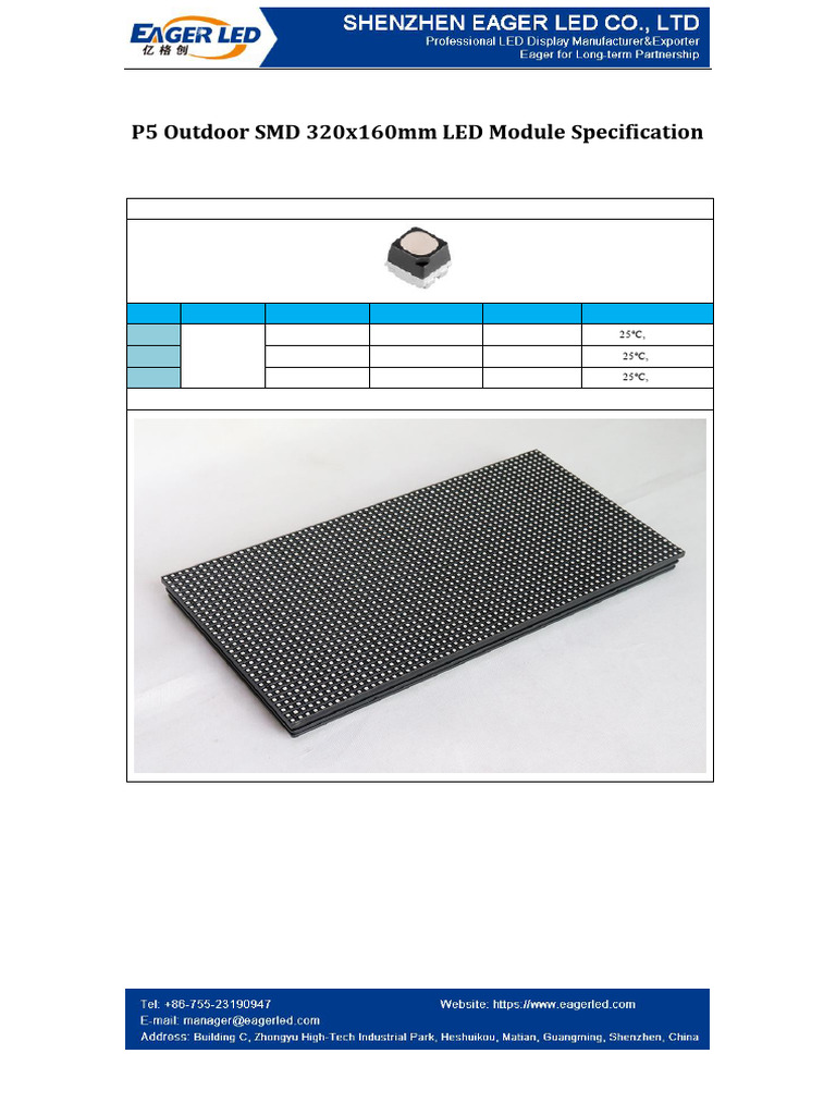 P5 Outdoor LED Module Specifications | PDF