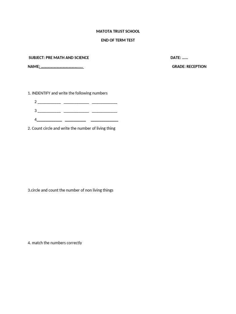 MATOTA TRUST SCHOO1 RECEPTION Math and Science | PDF | Torah Books ...