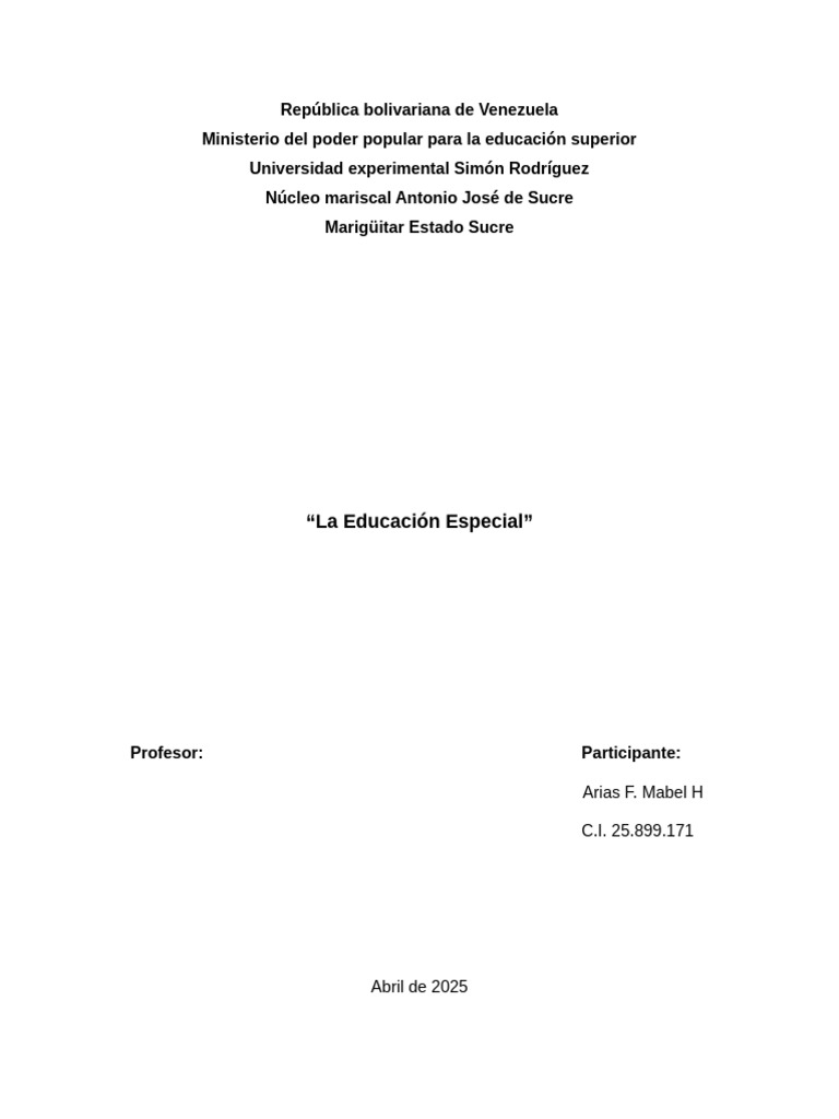 Educación Especial en Venezuela: Inclusión y Derechos | PDF | Invalidez ...