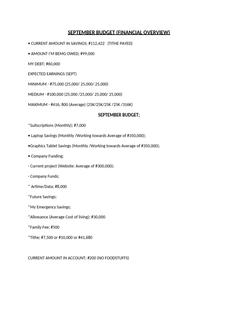 September Budget | PDF