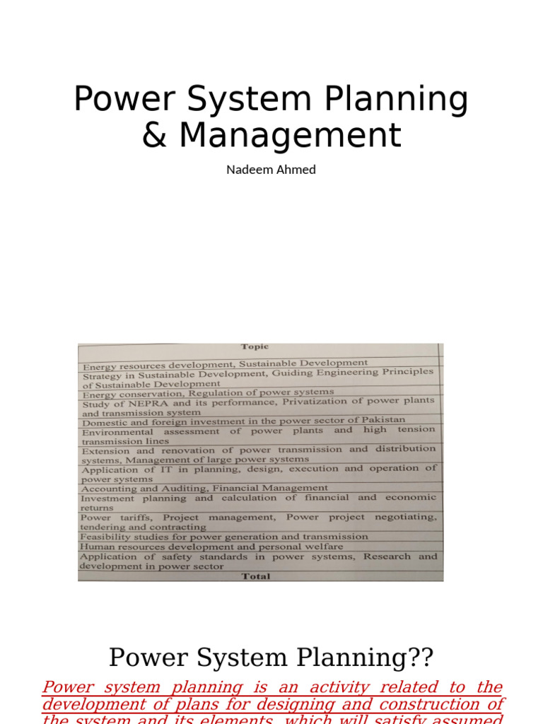 Power System Planning & Management | PDF | Solar Energy | Energy ...