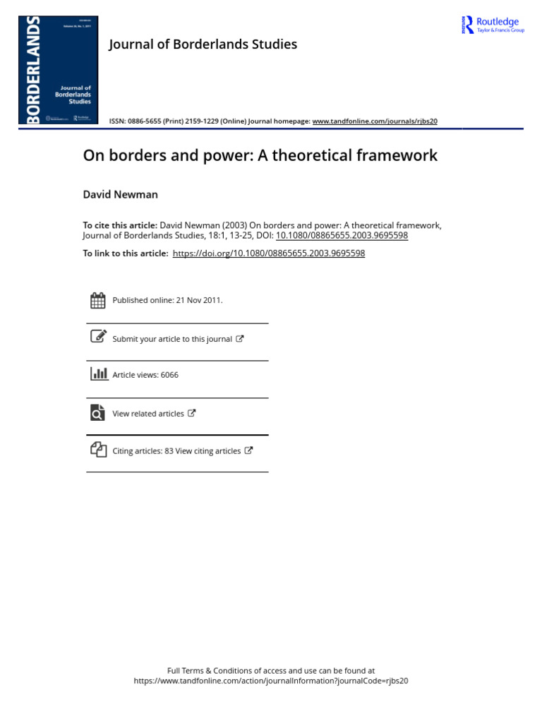 On Borders and Power A Theoretical Framework | PDF
