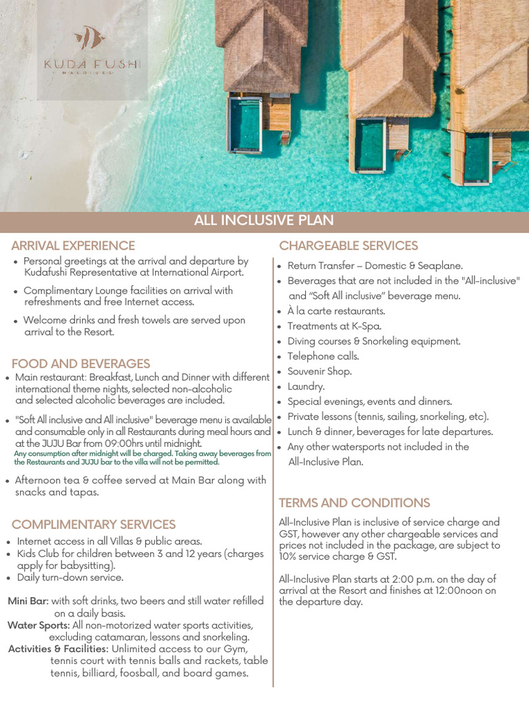 All-Inclusive Resort Package Details | PDF | Drink | Restaurants