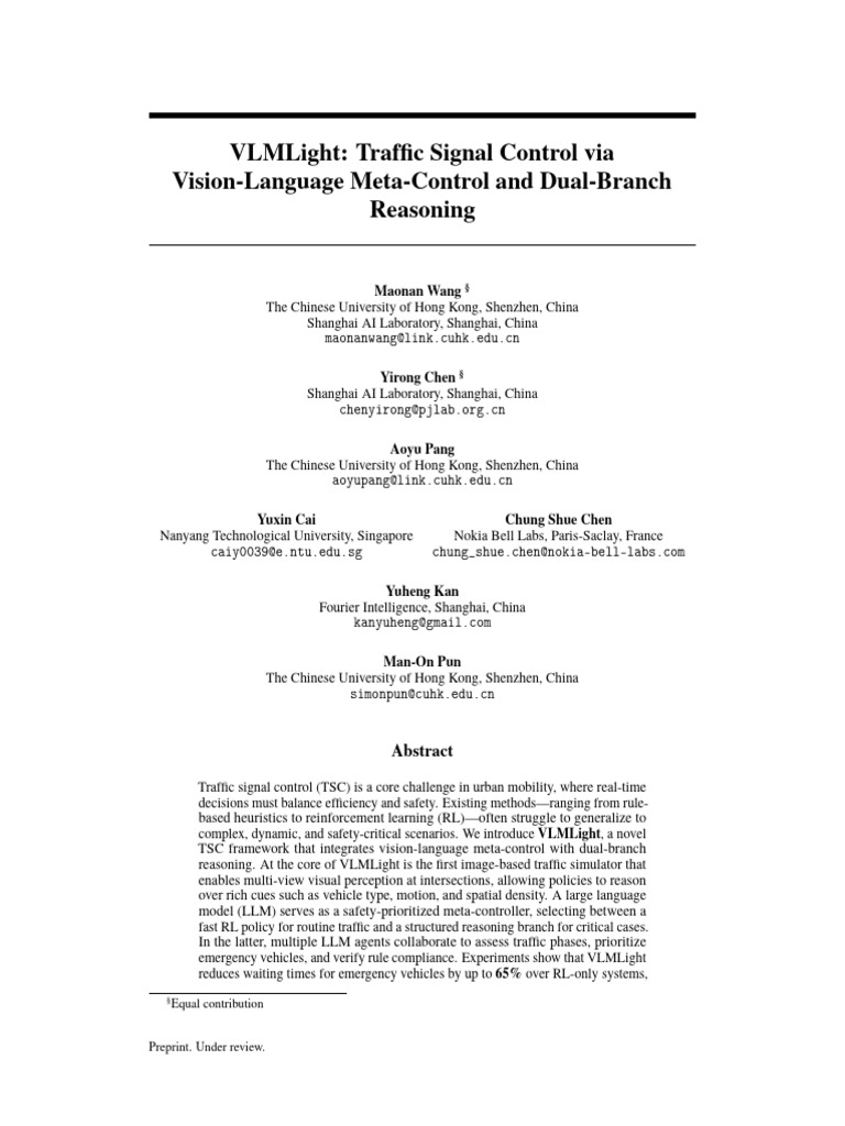 VLMLight: Vision-Language TSC Framework | PDF | Traffic | Intersection ...