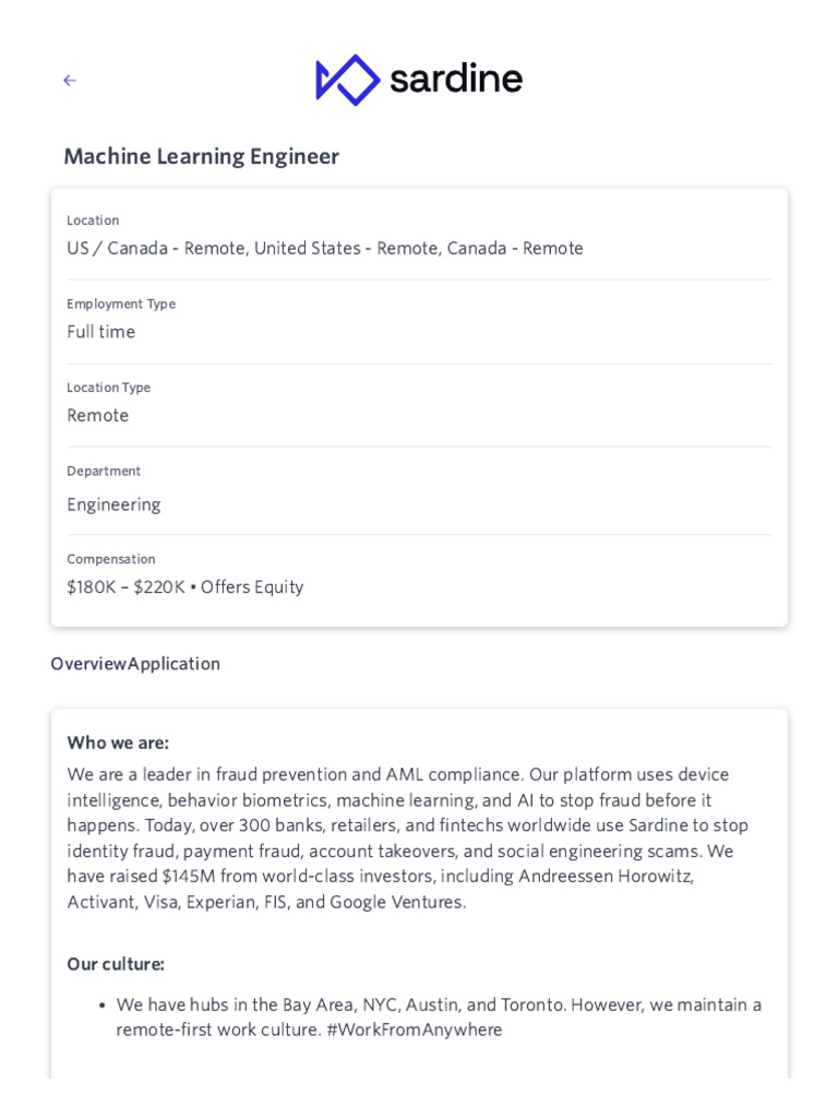 Remote Machine Learning Engineer Role | PDF | Data | Machine Learning