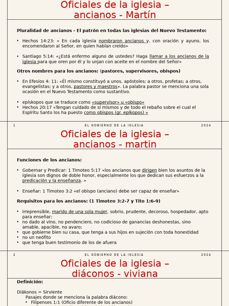 El Gobierno de La Iglesia - Grupo 1 | PDF | Iglesia cristiana | Diácono