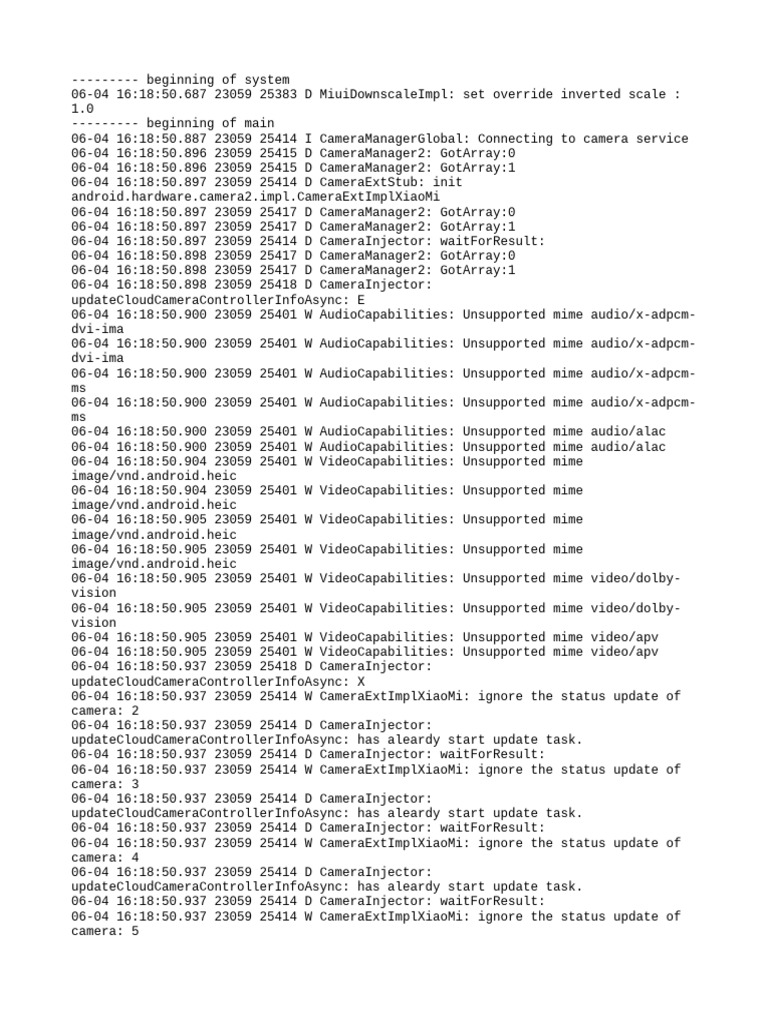 Camera Service Connection Log | PDF | Computing | Computer Programming