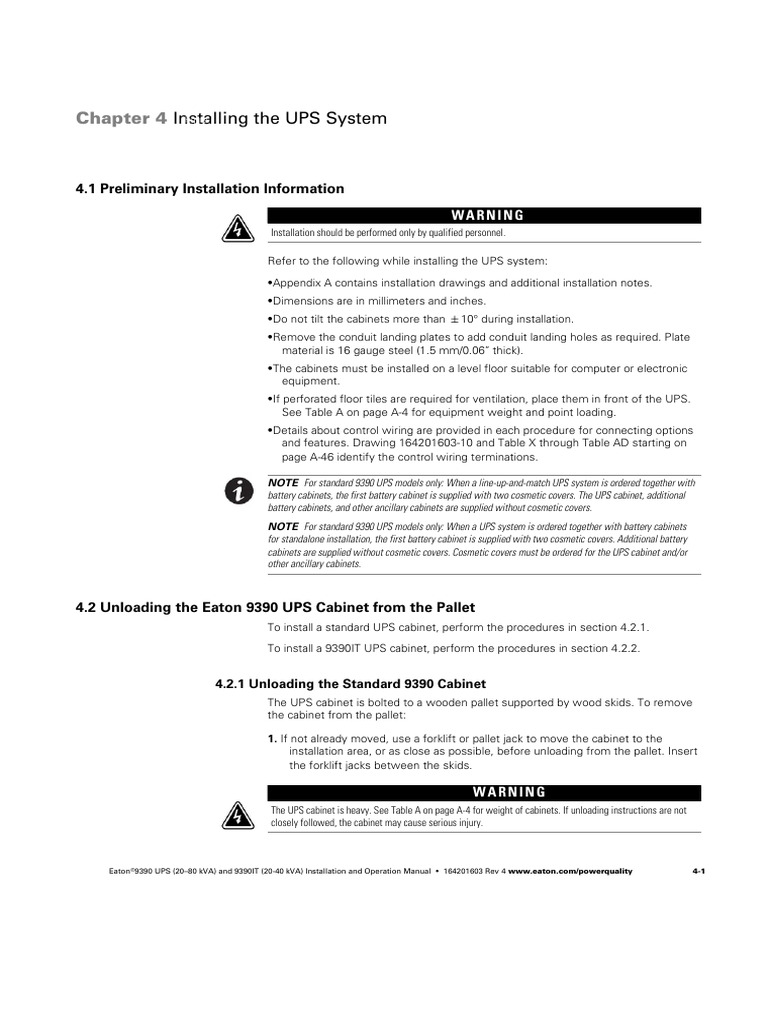 Eaton 9390 UPS Installation Manual | PDF | Pallet | Manufactured Goods