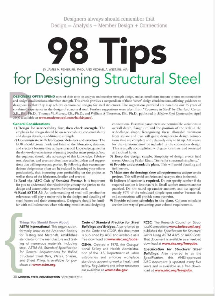 98 Tips-For Designing Structural Steel | PDF