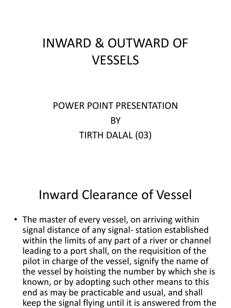 Inward & Outward of Vessels 123 | PDF | Ships | Port
