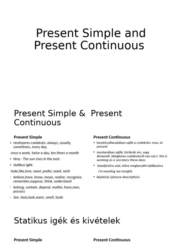 Present Simple and Present Continuous | PDF