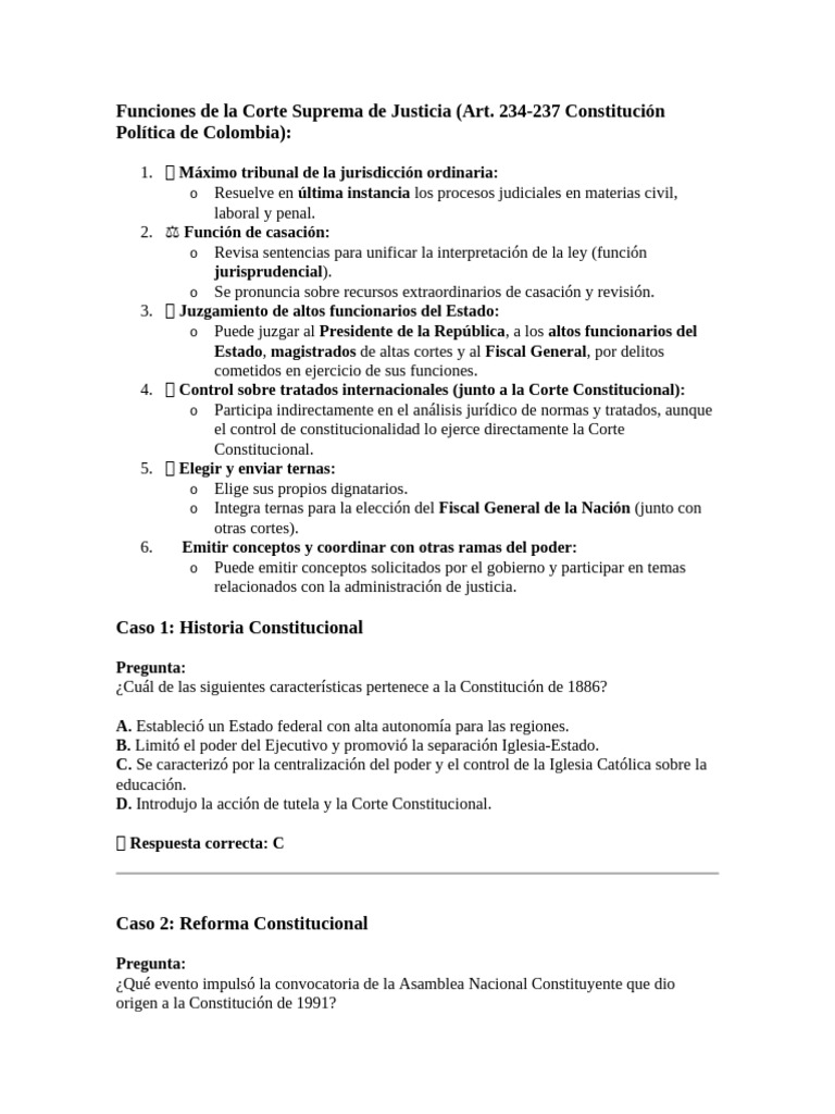 Funciones de la Corte Suprema de Justicia | PDF | Judicaturas ...