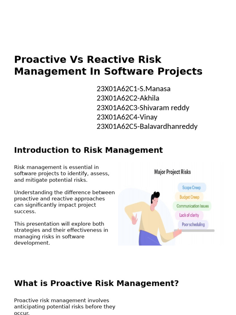 Proactive vs Reactive Risk Management | PDF | Risk Management | Risk