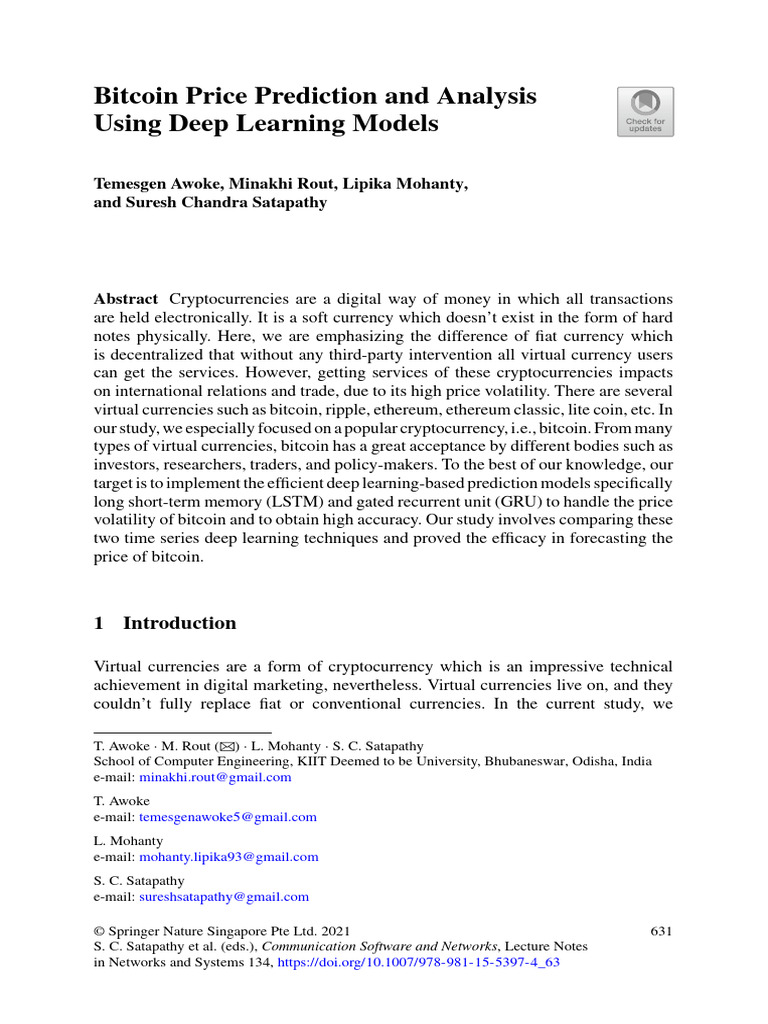Bitcoin Price Prediction with Deep Learning | PDF | Deep Learning ...