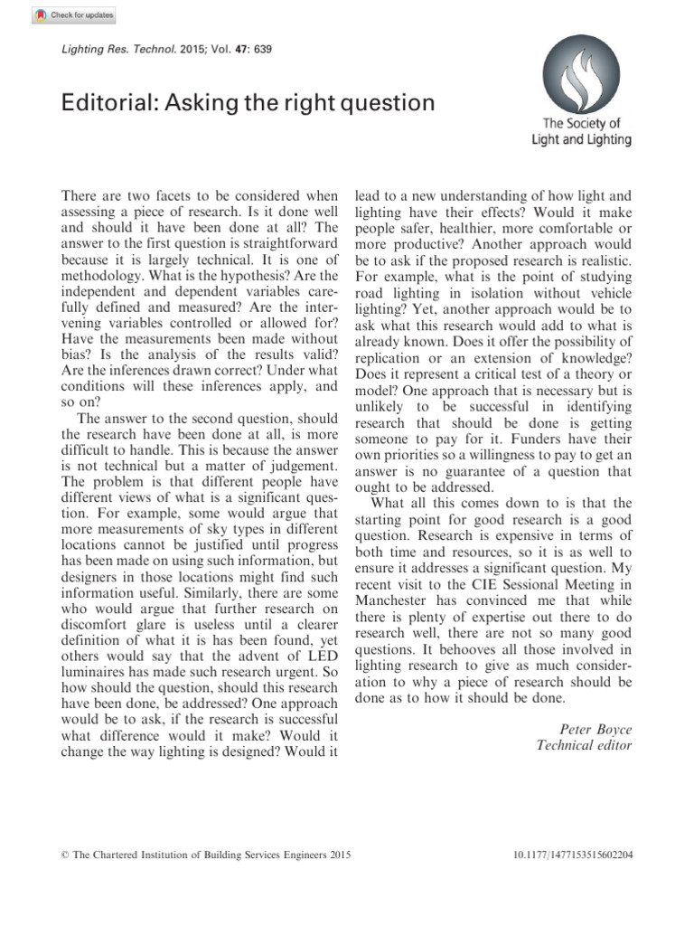 Peter Boyce-2015-Editorial Asking The Right Question | PDF ...