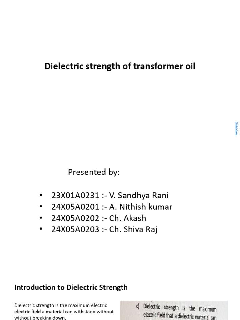 Transformer Oil Dielectric Strength Guide | PDF | Electrical Breakdown ...