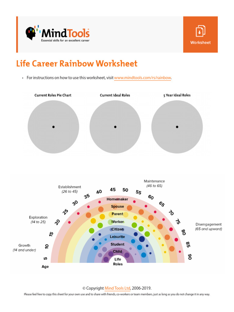 Life Career Rainbow Worksheet | PDF