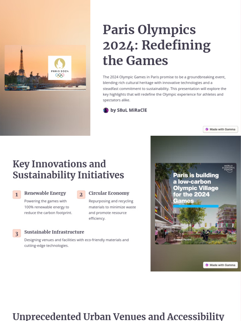 Paris Olympics 2024 Redefining The Games | PDF