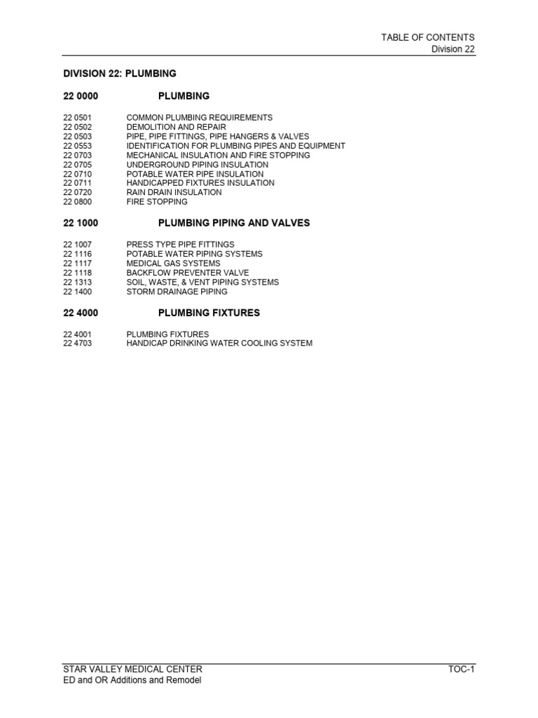 Plumbing Specifications for Medical Center | PDF | Pipe (Fluid ...