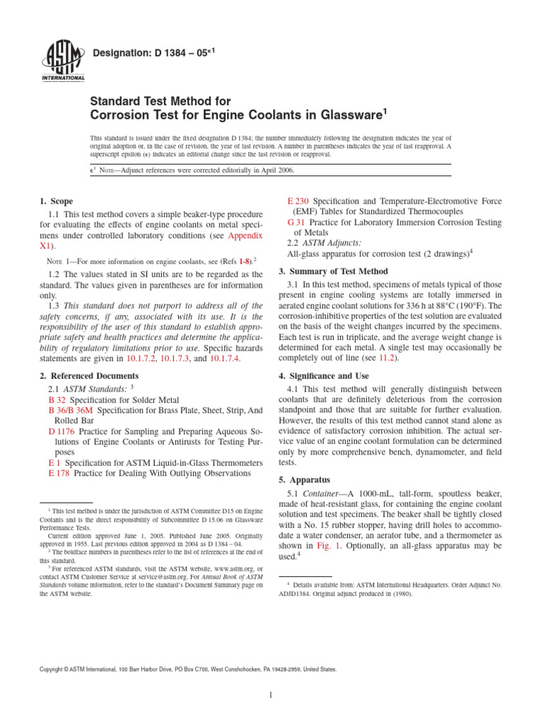 Astm Standard d1384 | PDF | Solder | Corrosion