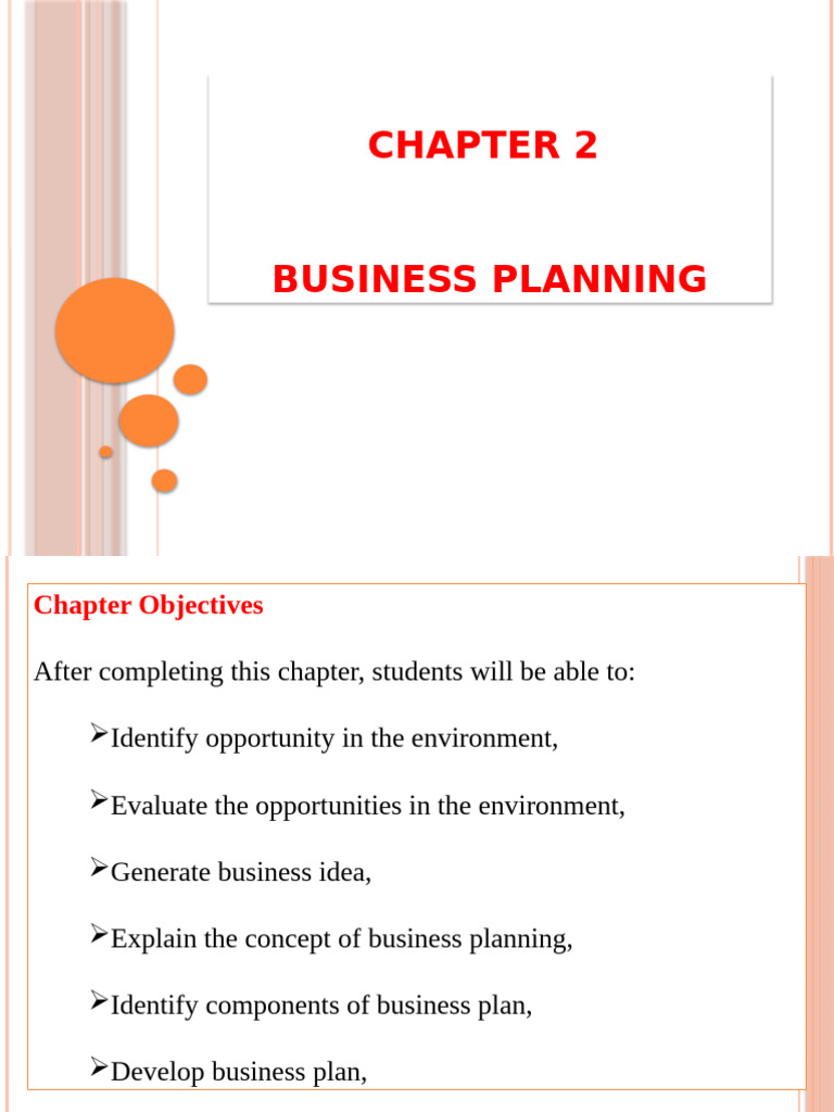 CHAPTER 2 Business Planning | PDF | Entrepreneurship | Marketing