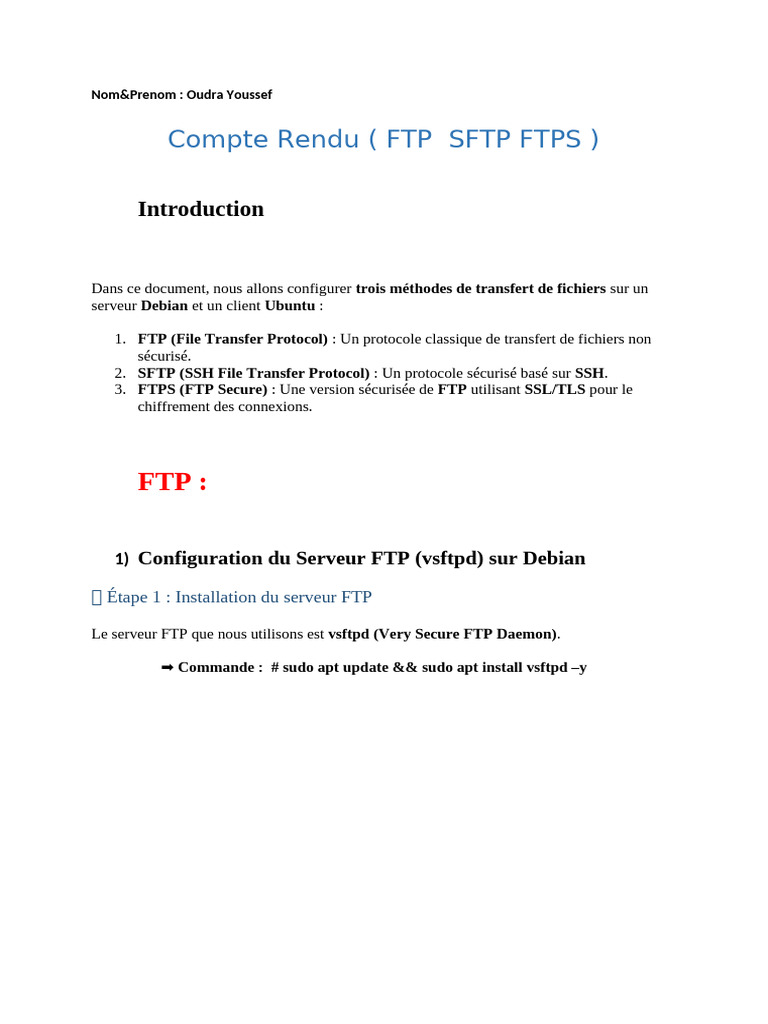 Configuration de FTP, SFTP et FTPS | PDF | Protocole de transfer de ...